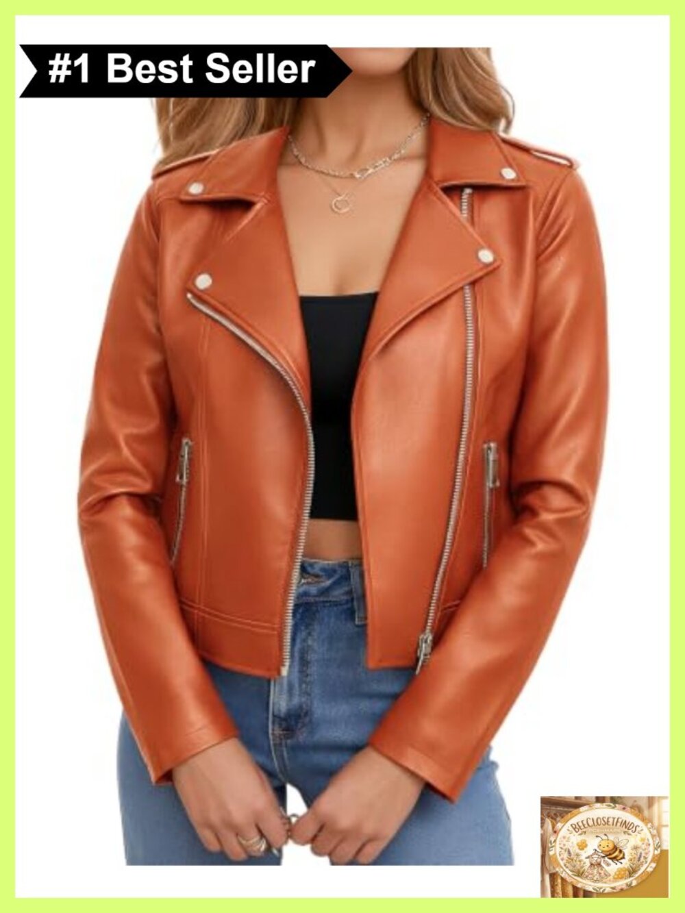 Women's Faux Leather Cropped Moto Biker Jacket Zip Up Casual